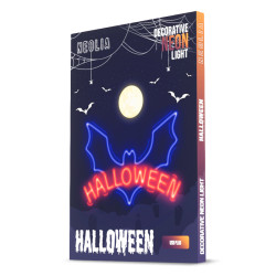 reclama luminoasa neon led lumina rosie/albastra model hallowen