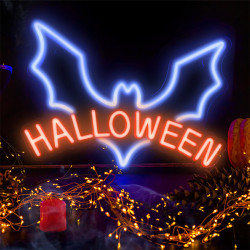 reclama luminoasa neon led lumina rosie/albastra model hallowen