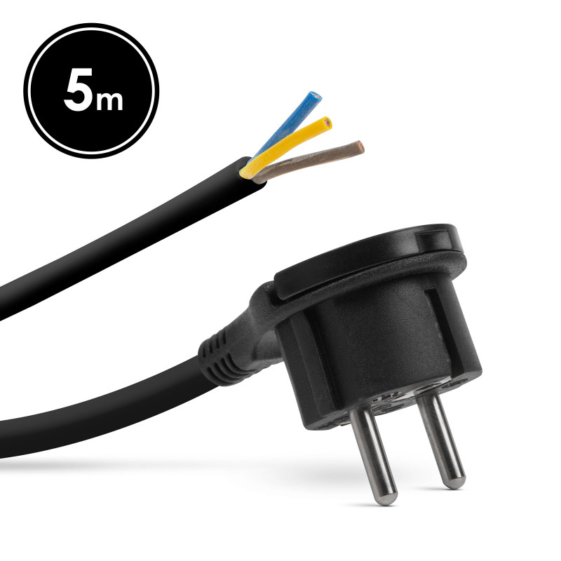 stecher cu clema de plastic - cablu de 5 metri - 3 x 1,5 mm2 - negru stecher cu clema de plastic - cablu de 5 metri - 3 x 1,5 mm2 - negru