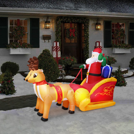 sanie gonflabila a lui mos craciun - 230 cm - ip44 - 9 led-uri albe - 100 - 240 v