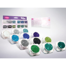 set pudra cu sclipici - selectie de culori reci