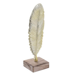 pana de birou din rasina si lemn, gold, 6 x 5 x 20 cm