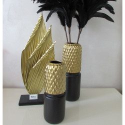 decoratiune din metal, negru/gold, 24 x 10 x 56 cm