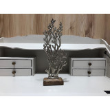 
                
    decoratiune de birou in forma de coral din aluminiu si lemn, argintiu, 16x5x44 cm
            