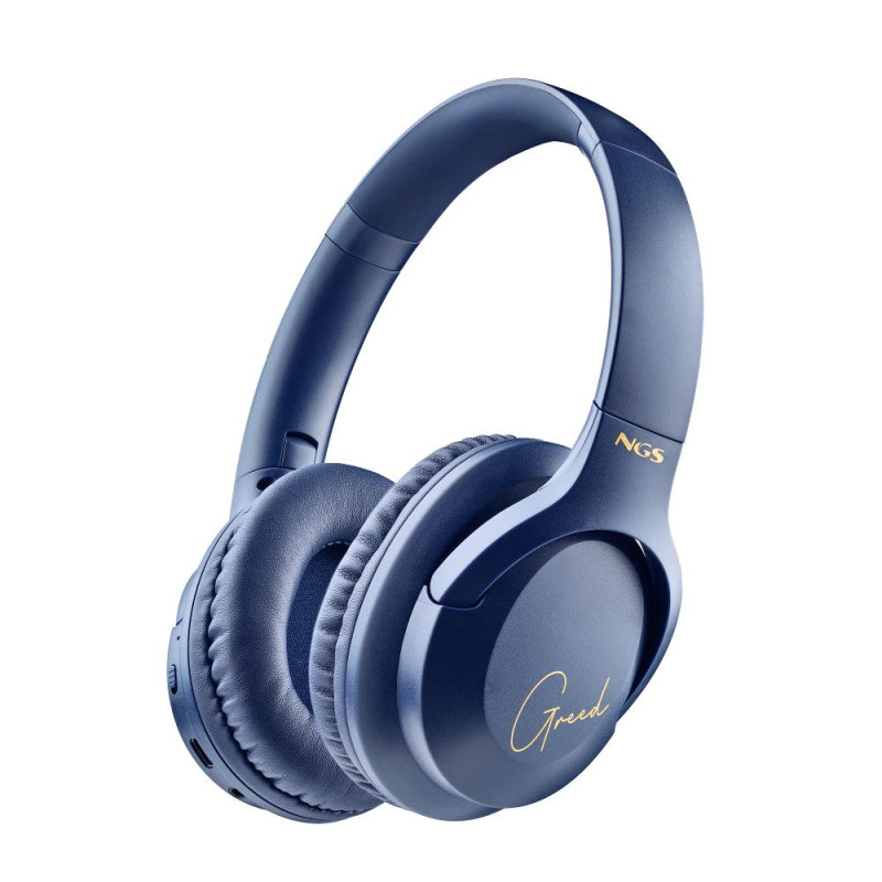casti bluetooth over-ear ngs artica greed blue  microfon  redare pana la 40 ore  albastru