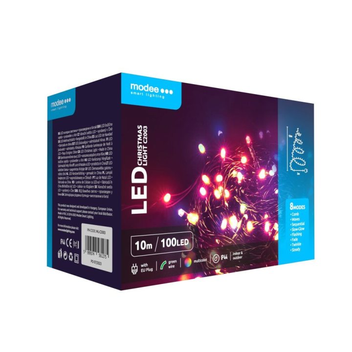 ghirlanda luminoasa decorativa modee c2003  100 led-uri  3.6w  10m  multicolor