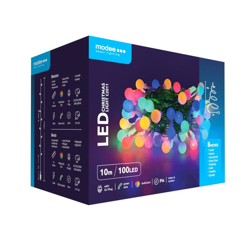 ghirlanda luminoasa decorativa modee c2011  100 led-uri  3.6w  10m  multicolor