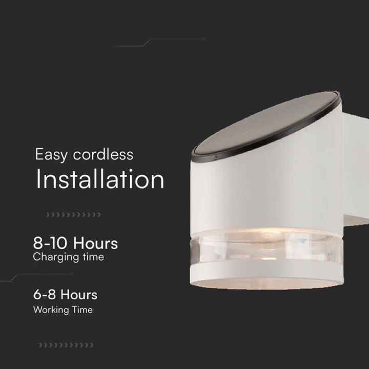 lampa led cu incarcare solara 1w ip54 3000k - alb