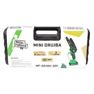 mini drujba micul fermier, 20v, cu doua lame 6' si 8', doua lanturi