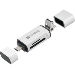 cititor de carduri sd  microsd cu conectare usb-c  usb  microusb sandberg 136-28  argintiu