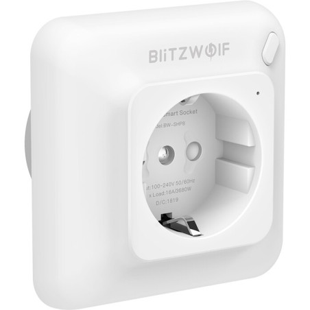 Priza inteligenta blitzwolf bw-shp8, max 3680w, wi-fi, monitorizare energie, alb