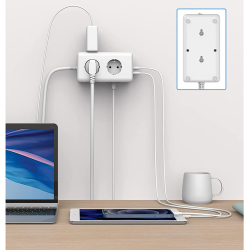 prelungitor tip cub tessan ts-306, 6 prize, 3 usb 3a, cablu 2m