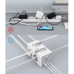 prelungitor tip cub tessan ts-306, 6 prize, 3 usb 3a, cablu 2m