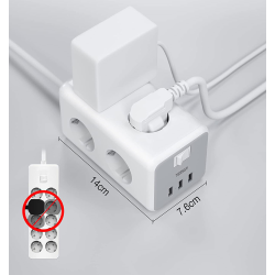prelungitor tip cub tessan ts-306, 6 prize, 3 usb 3a, cablu 2m