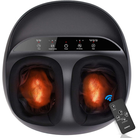 aparat de masaj picioare renpho fm059r, masaj shiatsu, caldura, compresie aer cu 3 niveluri, temporizator, telecomanda