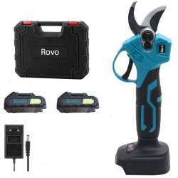 foarfeca electrica pentru gradina rovo rv-fe, motor brushless, 2 acumulatori 2000mah, 800w, valiza de transport