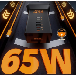 prelungitor tip turn tessan , zts-fs02de00, 2x usb-c, 4x usb, 2 prize, incarcare rapida usb-c 65w, 2m, negru