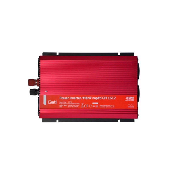Invertoare auto, Invertor auto de putere Geti GPI 1612 USB 12V / 230V 1600W -3, dioda.ro