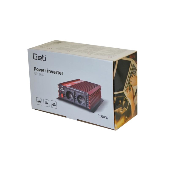 Invertoare auto, Invertor auto de putere Geti GPI 1612 USB 12V / 230V 1600W -7, dioda.ro