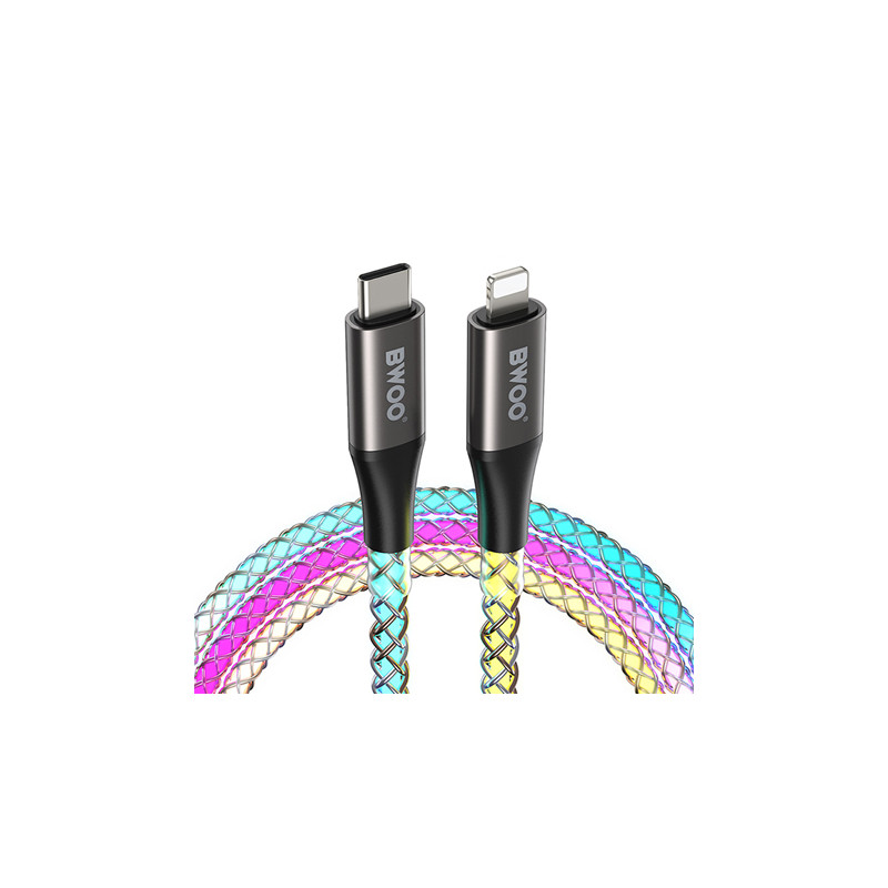 cablu usb-c - lightning 27w iluminat rgb