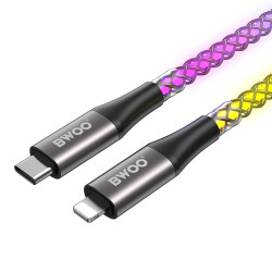 cablu usb-c - lightning 27w iluminat rgb
