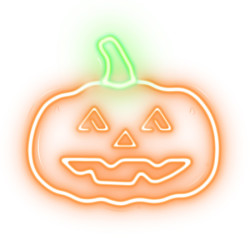 reclama luminoasa neon led lumina verde/portocalie halloween