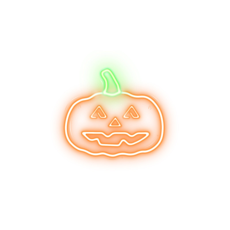 reclama luminoasa neon led lumina verde/portocalie halloween