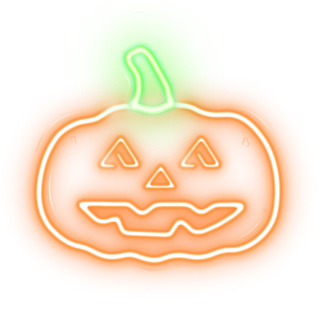 reclama luminoasa neon led lumina verde/portocalie halloween