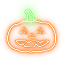 reclama luminoasa neon led lumina verde/portocalie halloween