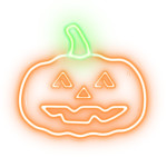 reclama luminoasa neon led lumina verde/portocalie halloween