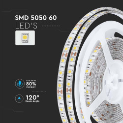 banda led smd5050 60led/m 3000k ip65 5m