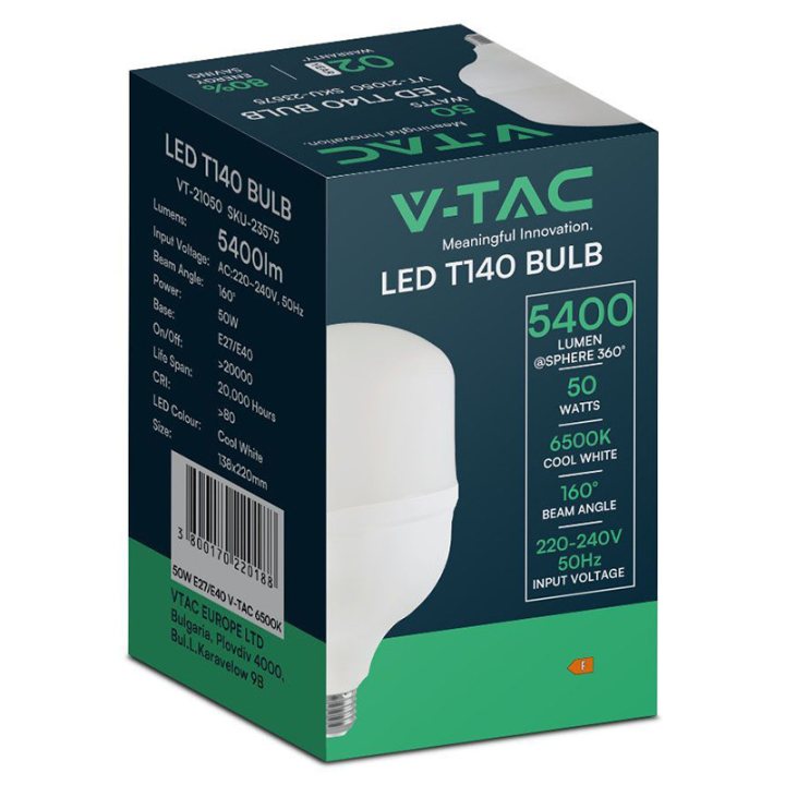 bec led t160 e27/e40 50w 6500k alb rece