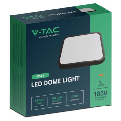 plafoniera led 18w ip44 6500k alb rece - negru