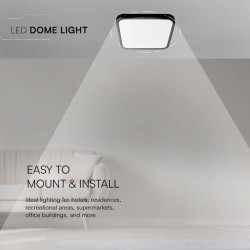 plafoniera led 18w ip44 6500k alb rece - negru