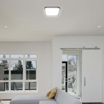 plafoniera led 18w ip44 6500k alb rece - negru