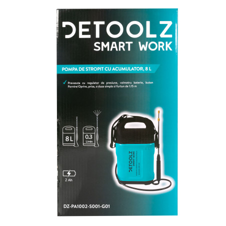 pompa de stropit cu acumulator li-ion, detoolz 8l