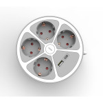 prelungitor 4 prize 1x usb-a + 1x usb-c  cablu 3x1.5mmp  1.4m  alb  technik