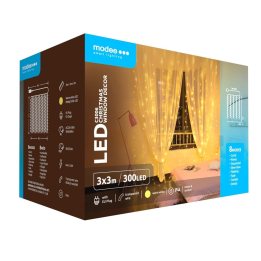 ghirlanda luminoasa decorativa modee c3006  300 led-uri  3.6w  3x3 m  alb cald  tip perdea