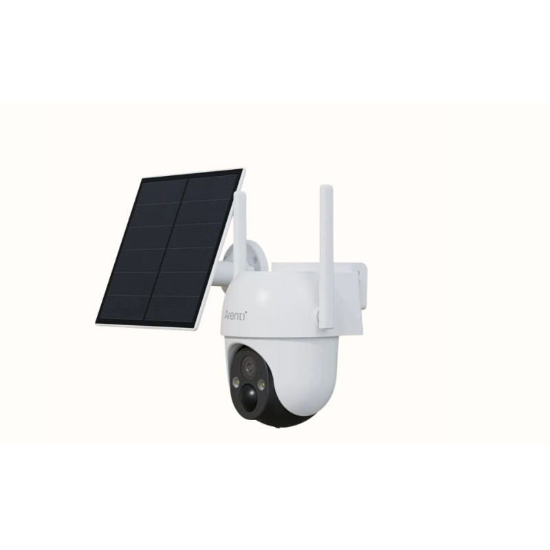 pachet camera de supraveghere pentru exterior arenti go2t+sp2  panou solar  3mp  pir  microfon  alb