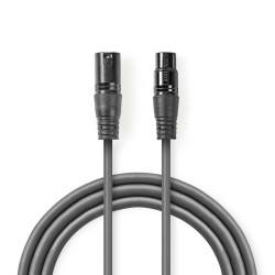cablu digital xlr 3-pini tata - xlr 3-pini mama 5m gri nedis