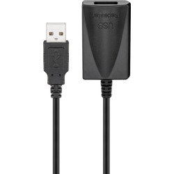 cablu extensie usb 2.0 a tata - usb 2.0 a mama activ  5m  negru  goobay