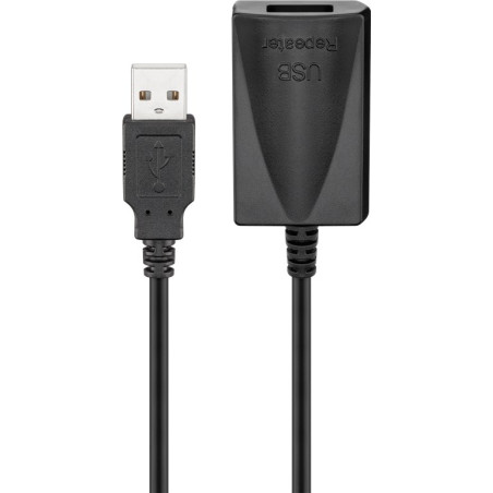 cablu extensie usb 2.0 a tata - usb 2.0 a mama activ  5m  negru  goobay