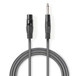 cablu xlr stereo nedis xlr 3pini mama - 6.35 mm tata 3m gri cablu xlr stereo nedis xlr 3pini mama - 6.35 mm tata 3m gri