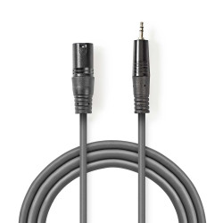 cablu audio nedis xlr 3-pin tata - 3.5mm tata  3m  gri