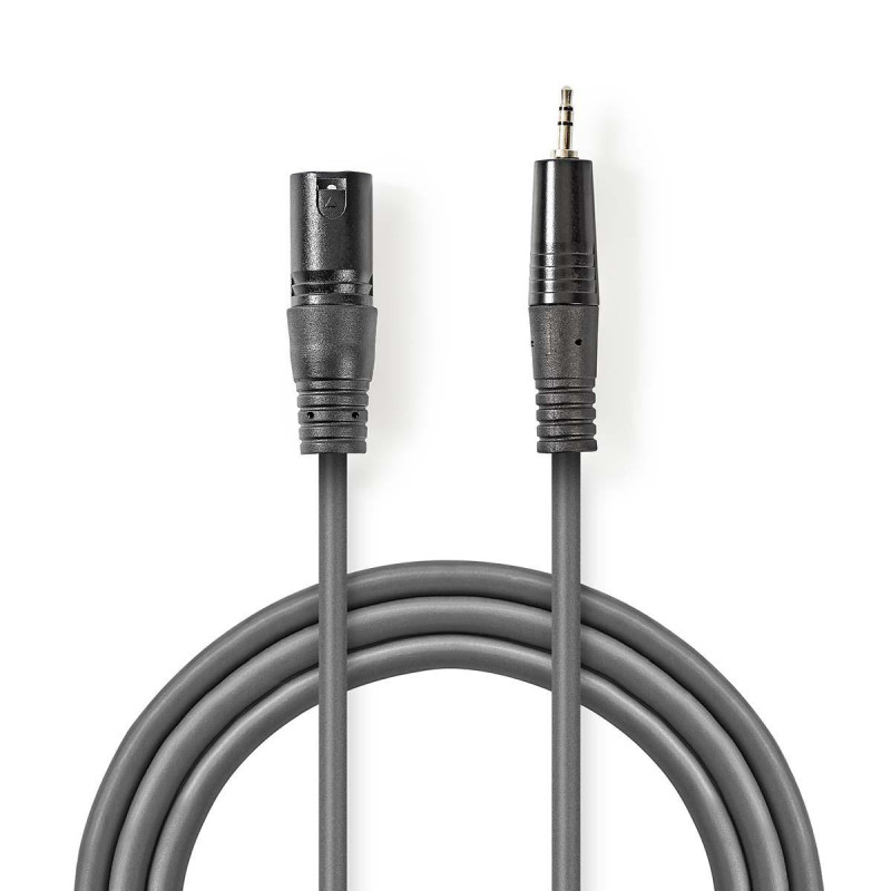 cablu audio nedis xlr 3-pin tata - 3.5mm tata  3m  gri