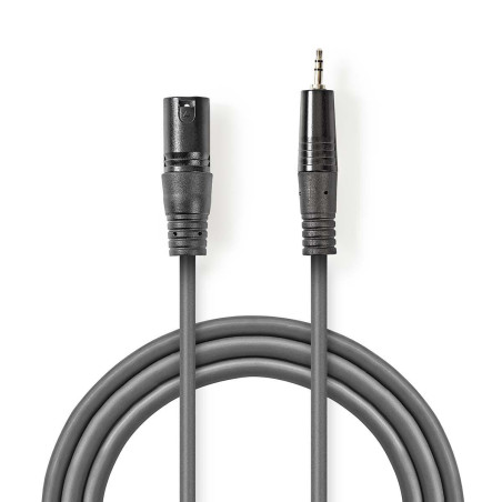 cablu audio nedis xlr 3-pin tata - 3.5mm tata  3m  gri