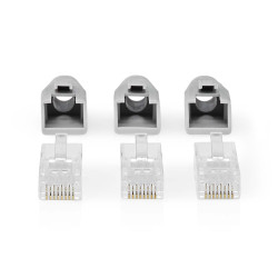 set conector de retea utp cat 6 rj45 tata  pass through  gri  10 bucati  nedis