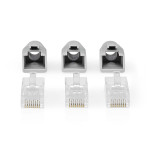 set conector de retea utp cat 6 rj45 tata  pass through  gri  10 bucati  nedis