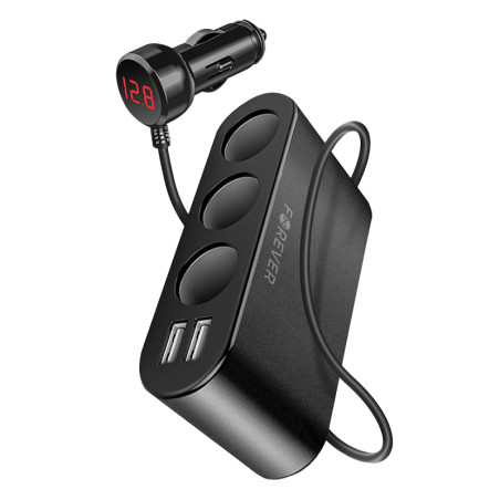 adaptor priza auto 3cai + 2xusb 2.4a