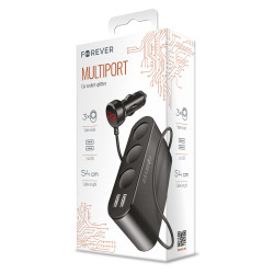 adaptor priza auto 3cai + 2xusb 2.4a